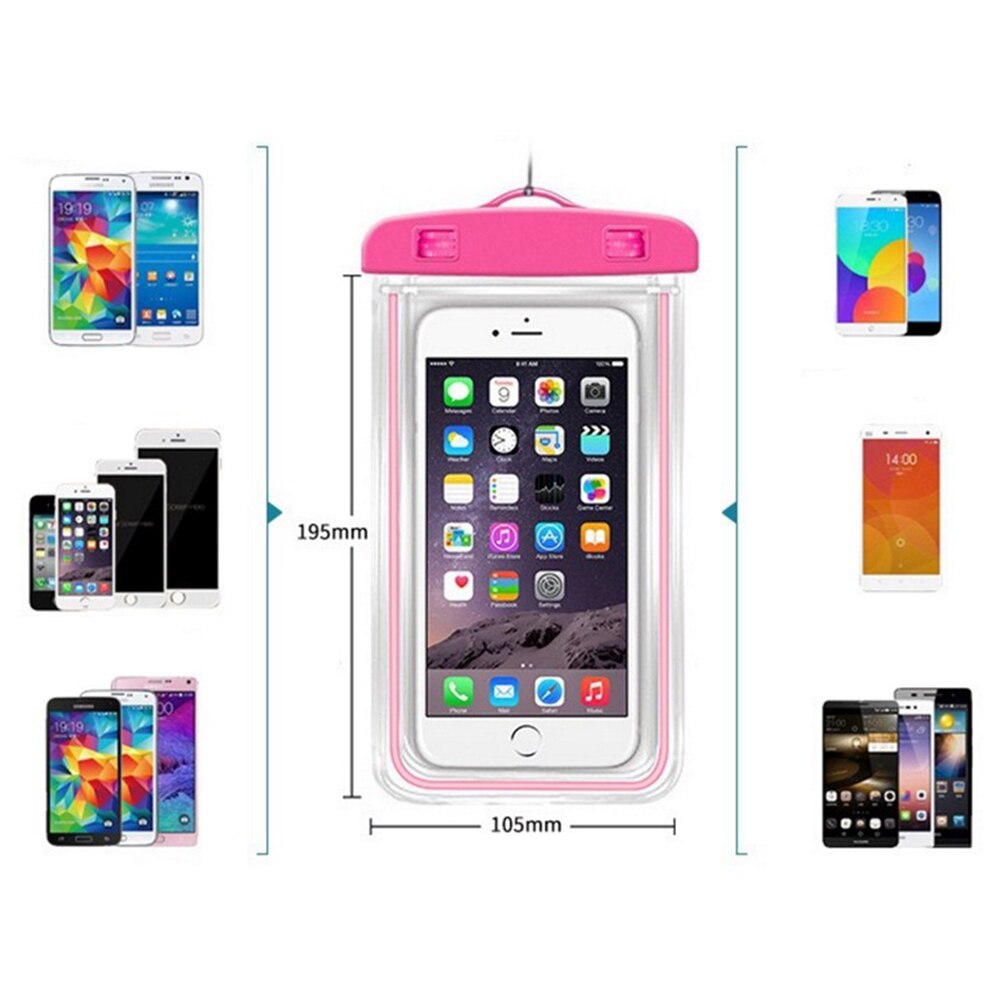 Zwemmen waterdichte tas met lichtgevende onderwater tas mobiele telefoon geval voor alle modellen 3.5 inch-6 inch