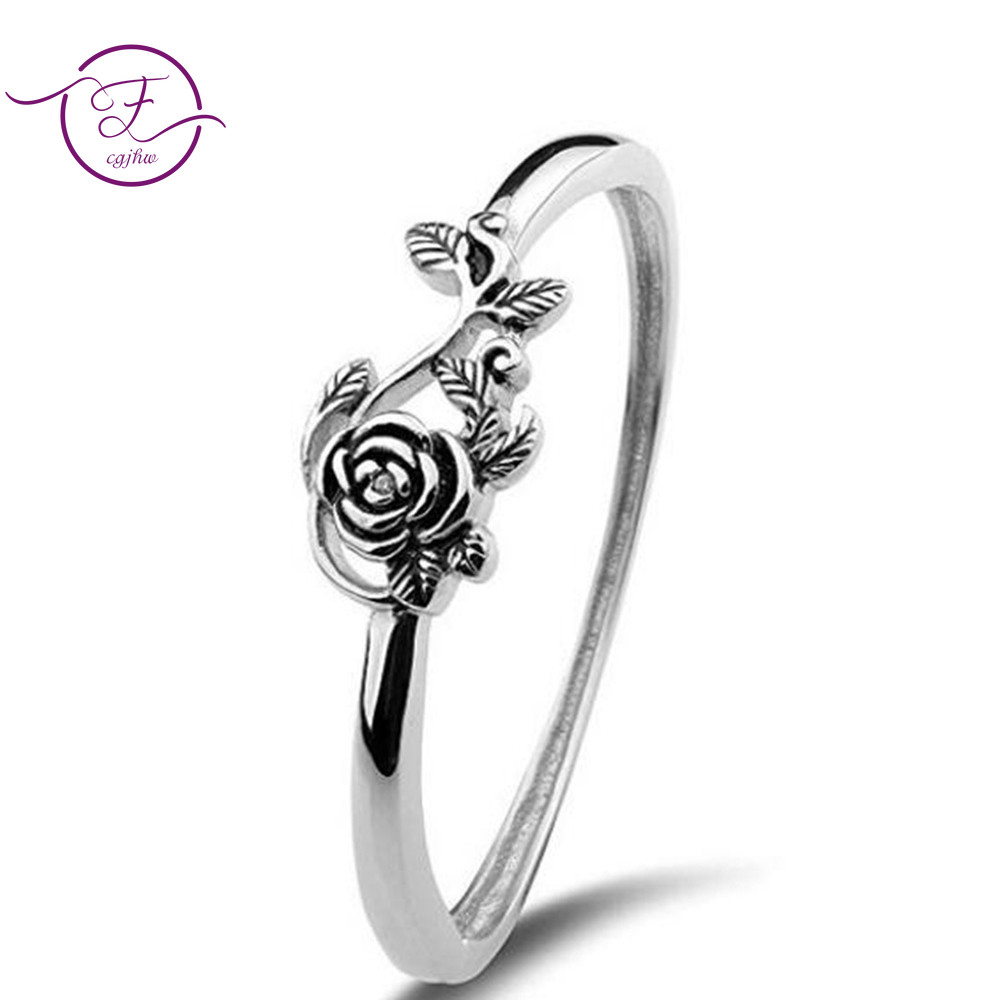 925 sterling sølv ring til kvinder bryllupsdag fine smykker retro sølv rose ring gammel sølv forlovelsesring