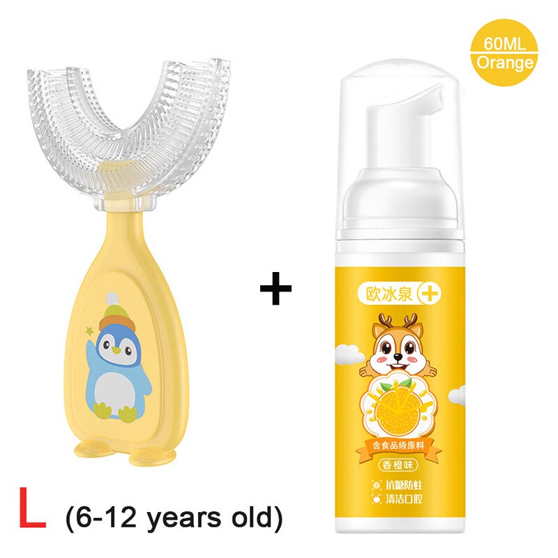 SMGSLIB Children's Toothpaste Toothbrush Set Children Can Swallow Mousse Foam Toothpaste Household Daily Necessities bpa free: Set 6 L