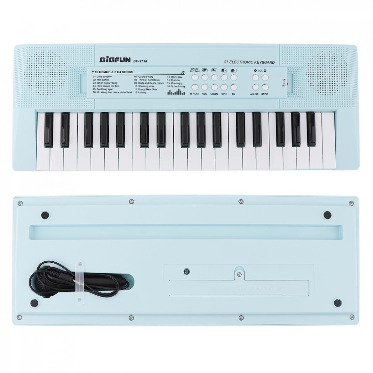 37 nøgler elektronisk tastatur klaver digital musik tastatur tavle mikrofon børn musikalsk oplysning blå pink valgfri