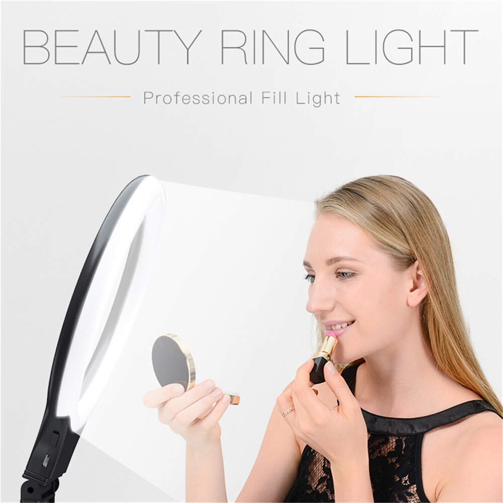 LED Selfie Ring Fill Light Studio Photography Photo Fill Light Beauty Makeup Flash Lamp Built-in 850mAh 3 Tone Light Exchange