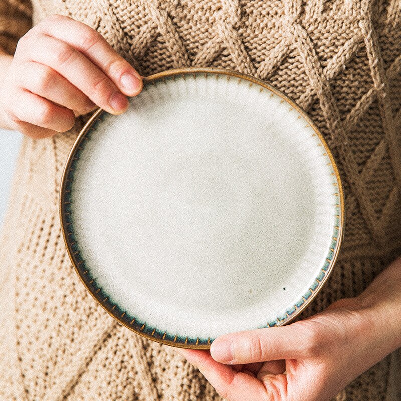 Nordic Stijl Servies Keramische Rijstkom Retro Ouderwetse Ins Rijstkom Diner Plaat Diner Plaat Slakom