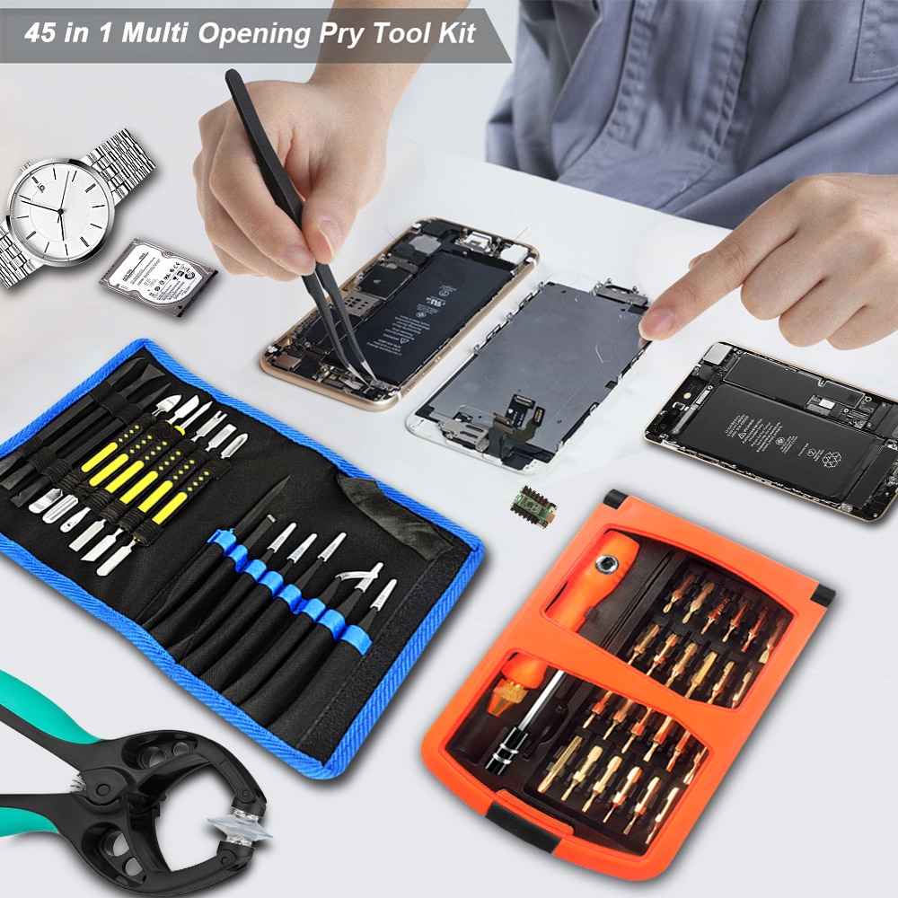 GZERMA-Kit de destornilladores de apertura multifuncional 45 en 1, juego de herramientas de reparación de teléfonos móviles para iPhone 11X7 6s, Huawei P20 Lite P30