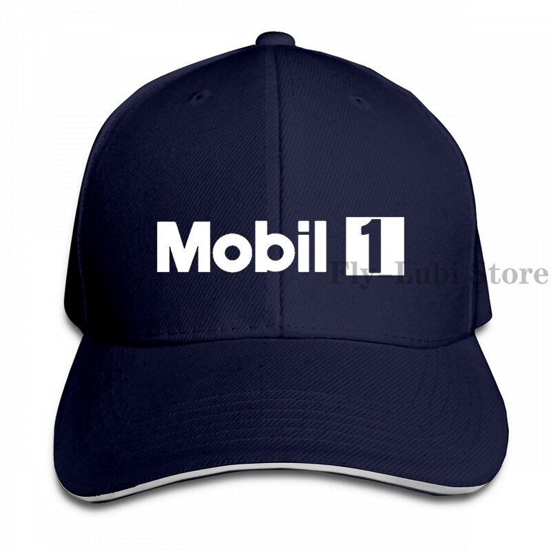 Mobil 1 Baseball cap men women Trucker Hats adjustable cap: 1-Navy