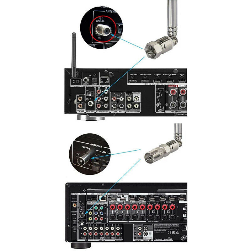 Neue Teleskopantenne DAB FM-Radioantenne mit 3 Adaptern HiFi AV-Receiver Mini-System 3,5-mm-Adapter FM-Radio Kupferantenne