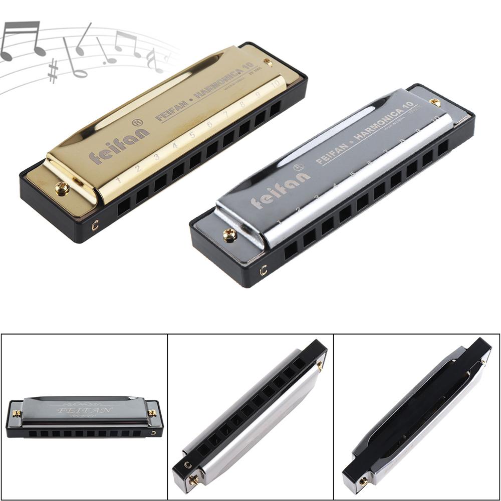 Matte Gold Instruments 10 Holes 20 Tone Portable Matte Gold / Black Harmo... – Grandado