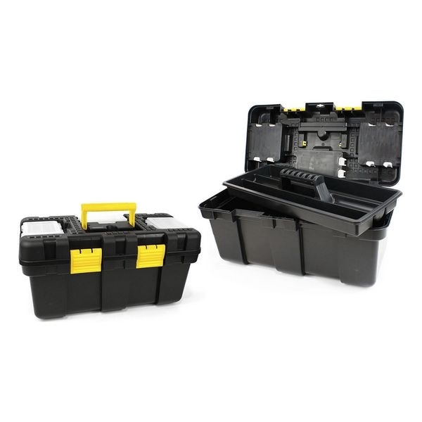 Toolbox Met Compartimenten Bricotech Messina Zwart Geel (50X25X25 Cm)