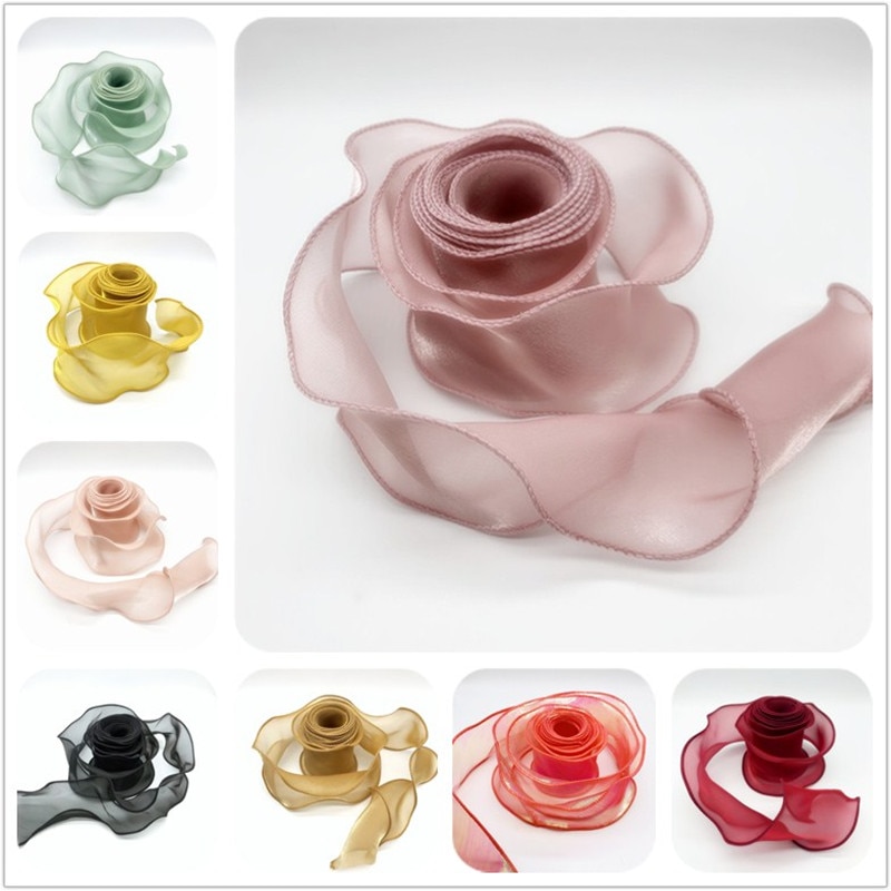 Cintas de encaje para adorno de pelo, listón Organza seda, borde ondulado de 60mm, 1 yarda/lote, tejido de costura, decoración de ropa