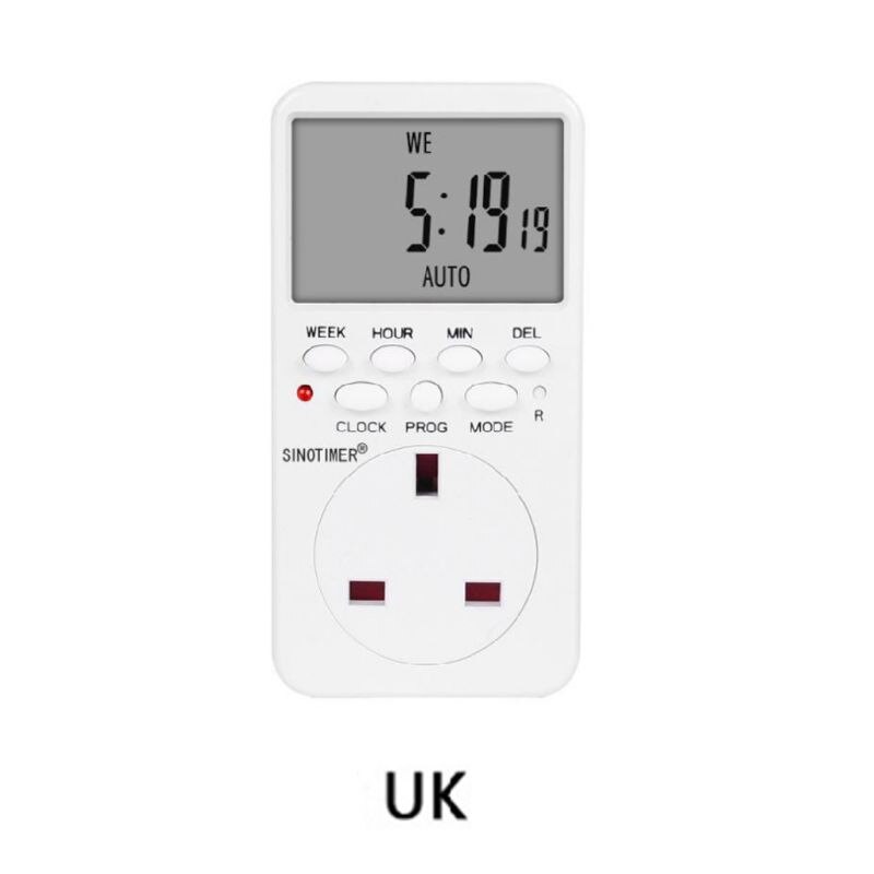 Digital timer-stik  ac230v -tidsrelæ programmerbart eu/us/uk/isr/br/it stik: Rød