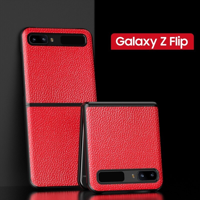 Luxus Kohlenstoff Fiber fallen Für Samsung Z kippen Litschi Getreide Kreuz Textur Leder Telefon Abdeckung Für Galaxis ZFlip Klapp Halfter: Litchi rot