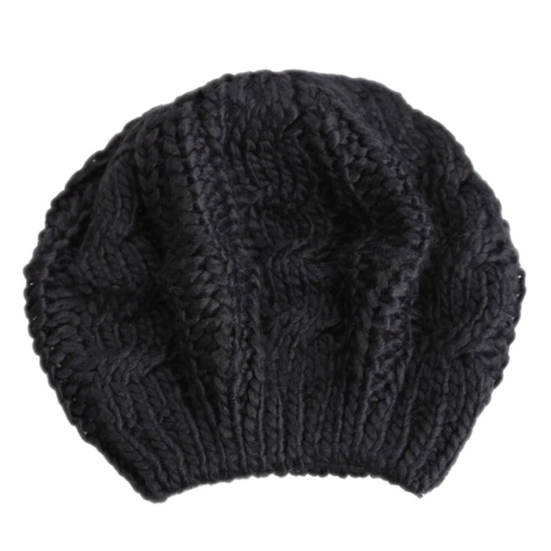 Chic Wol Gebreide Baret Hoeden Herfst Winter Vrouwen Meisjes Mode Accessoires Warme Comfortabele Elastische Eenvoudige Caps: Black