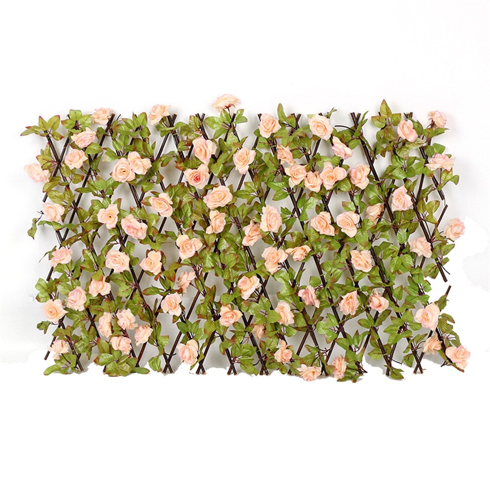 Garden Fence Willow Wooden Hedge With Artificial Flower Leaves Garden Decoration Screening Expanding Trellis Privacy Screen