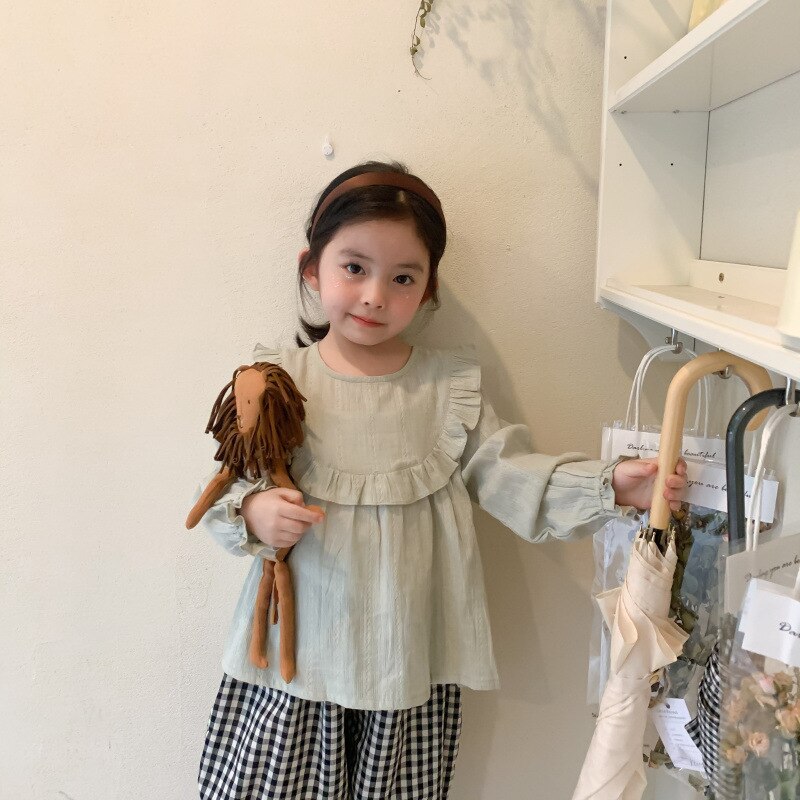 Spring Kids Baby Meisjes Ruches Blouses Shirts Baby Meisje Zoete Prinses Lange Mouwen Top Koreaanse Shirt Lolita Blouse