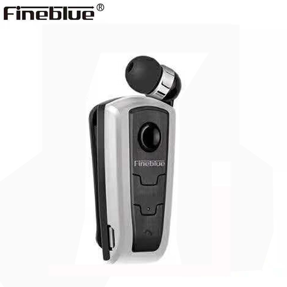 FineBlue F910 Bluetooth Headset - Clip-on, Vibration Alarm, Retractable Cord, Hands-Free Calling