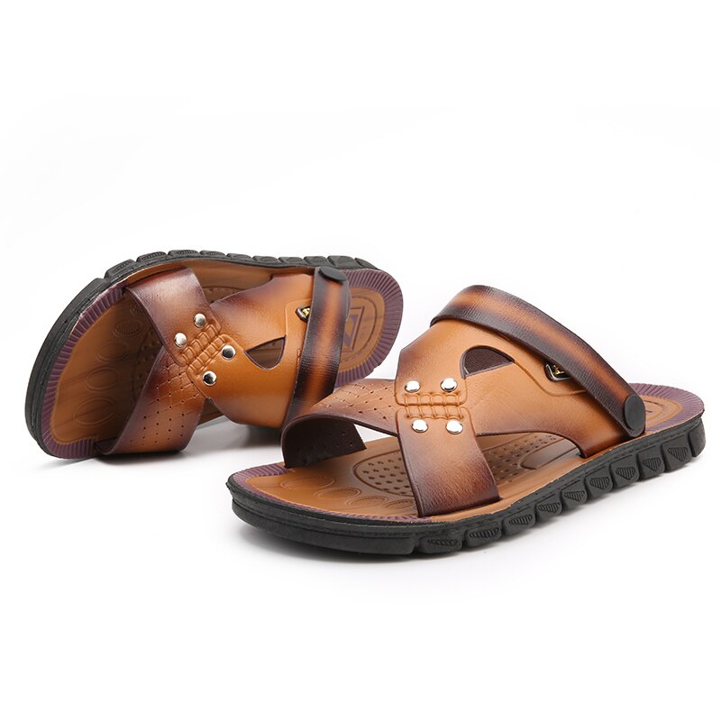 Heren sandalen lederen muiltjes klompen zomer gesloten teen slip-on