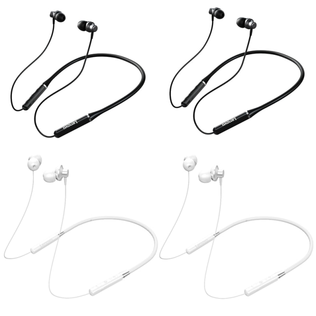 Original Lenovo wireless headset HE05 Bluetooth-compatible 5.0 Earphone Neckband Наушники Noise Cancelling Mic Waterproof stereo: black 2pc white 2pc