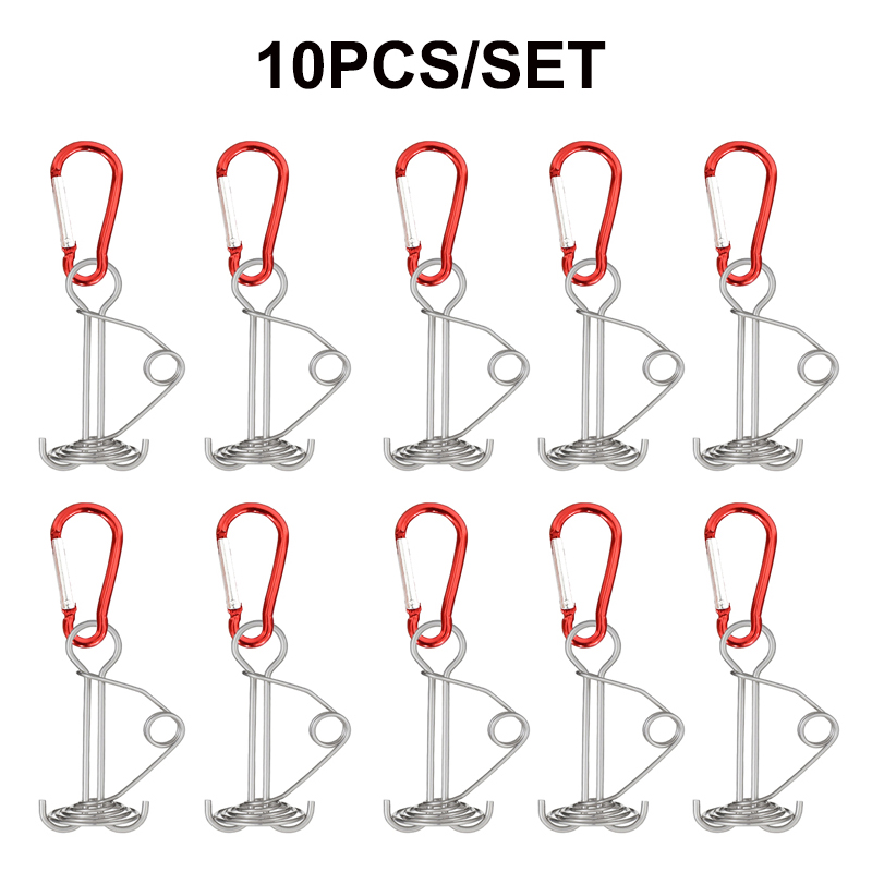 Kołek do pokładu ośmiornicy w kształcie spirali z karabińczykiem, klamry do liny wiatrowej, paliki do namiotu, kołek do deski sprężynowej, 5 szt., 10 szt.: Black
