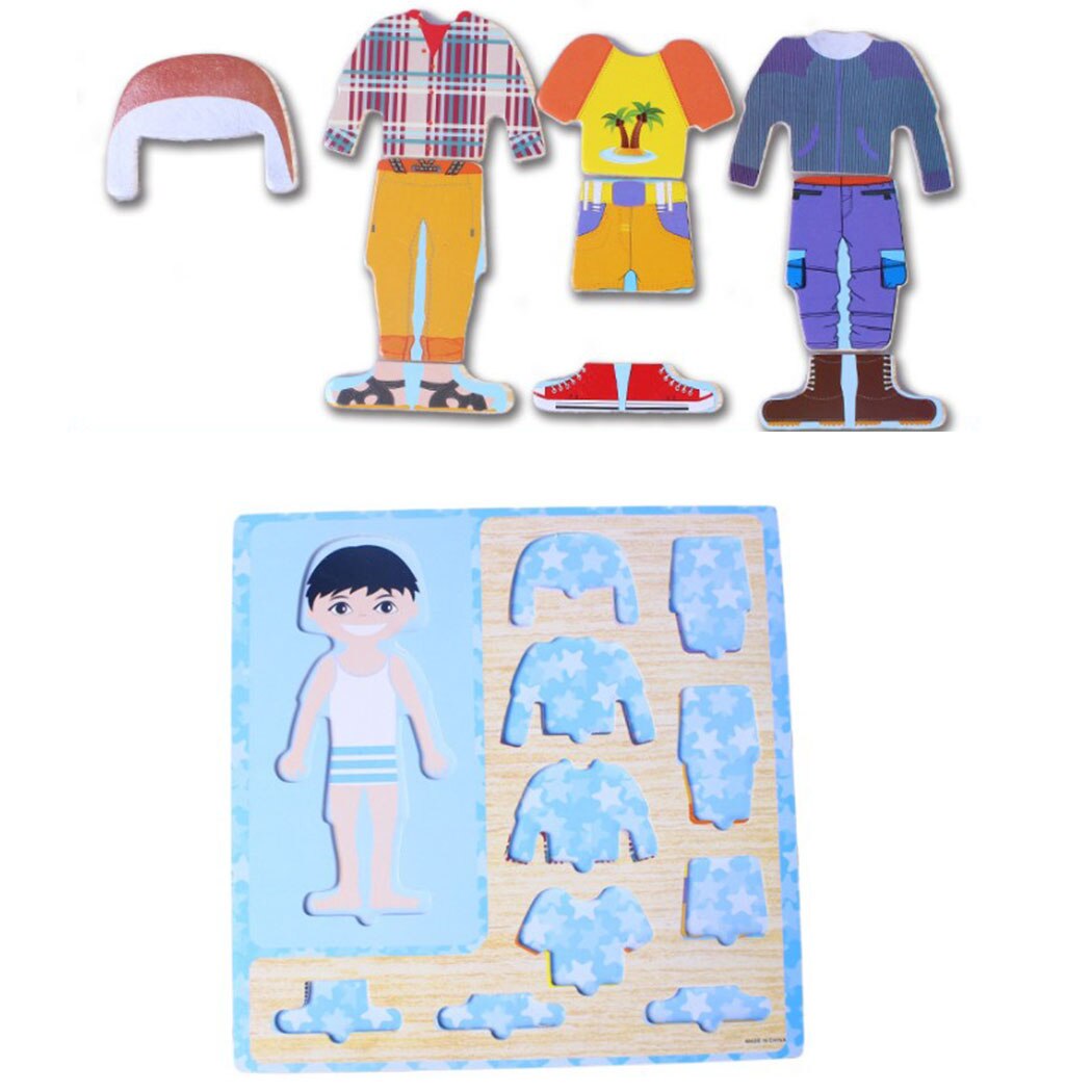 2 Sets Kids Jigsaw Puzzle Clothes Changing Puzzle Game Educational Toy