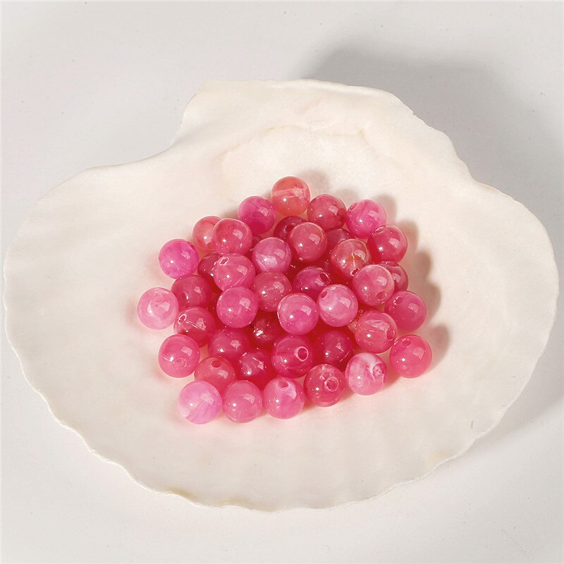100pcs 6mm Acrylic Clouds Beads Effect Round BEADS Spacer Loose Beads For Jewelry Making Accessories DIY Bracelet Necklace: Fuchsia