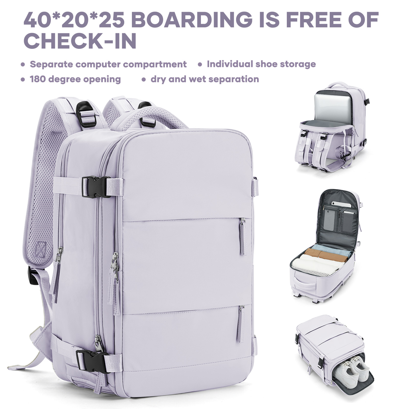 College Laptoptas Reisrugzak Grote capaciteit Easyjet 45x36x20 Rugzak Ryanair 40x20x25 Cabin Rugzak, Handbagage Tas: 12 Inches / GRIJS