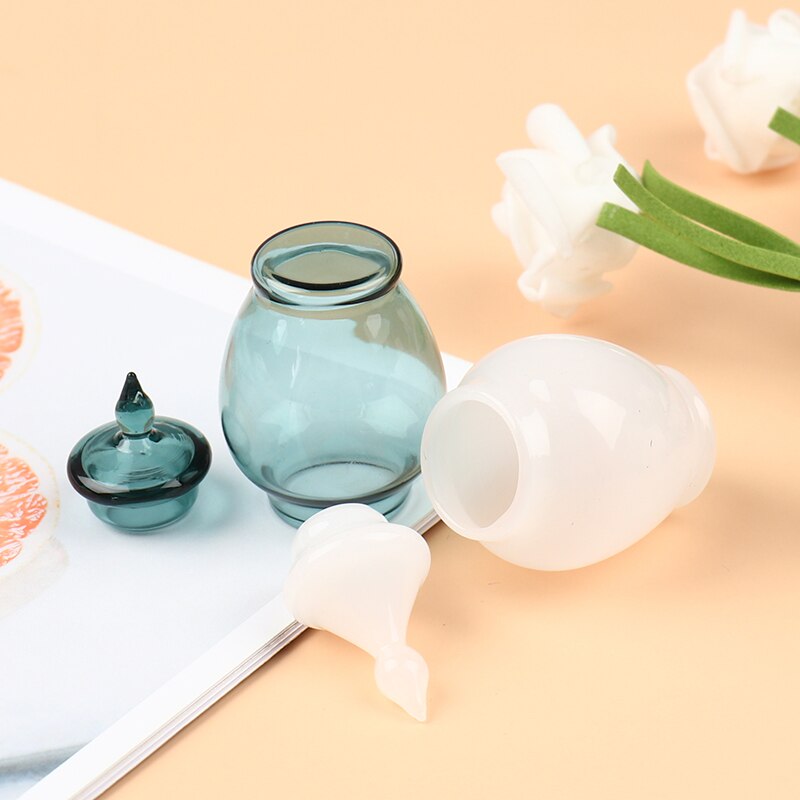 Transparant 1/12 Schaal Dollhouse Miniatuur Glazen Pot Snoep Simulatie Snoep Fles Model Speelgoed Pretend Speelgoed Voor Home Kitchen Decor