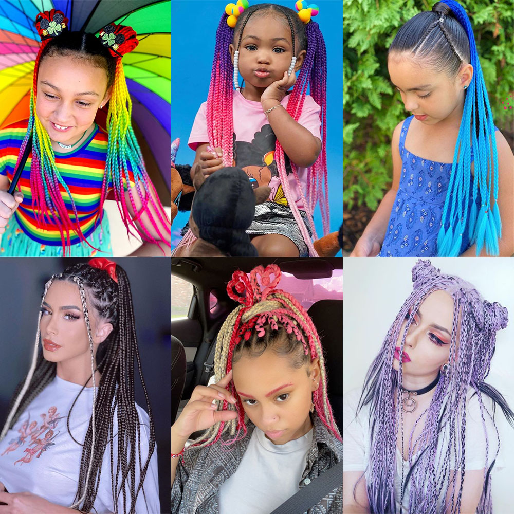 AZQUEEN-coleta trenzada sucia de Color degradado sintético, banda de goma elástica de 60CM, extensiones de cabello trenzado de cola de poni para niñas