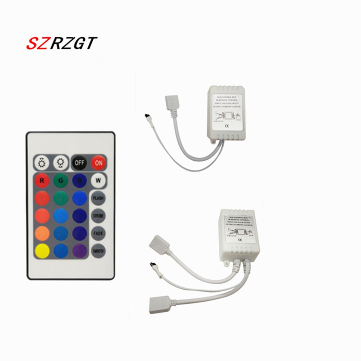 Led Controller 24 Keys LED IR RGB Controler box 1 to 2 Controller IR Remote Dimmer DC12V For RGB 3528 5050 LED Strip Lights