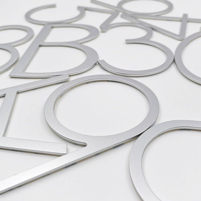 Número de casa autoadhesivo de acero inoxidable, señal de dirección negra de 0-9 letras, placas de puerta grandes y modernas, números para el hogar y exteriores, 5 pulgadas/12,5 cm