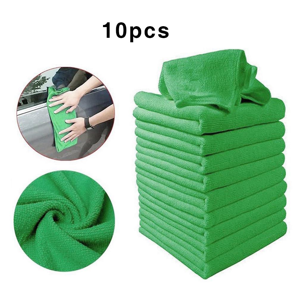 10 Pcs Microfiber Car Cleaning Handdoek Blauw Groen Paars Automobile Motorfiets Wassen Glas Huishoudelijke Schoonmaakmiddelen Kleine Handdoek: green