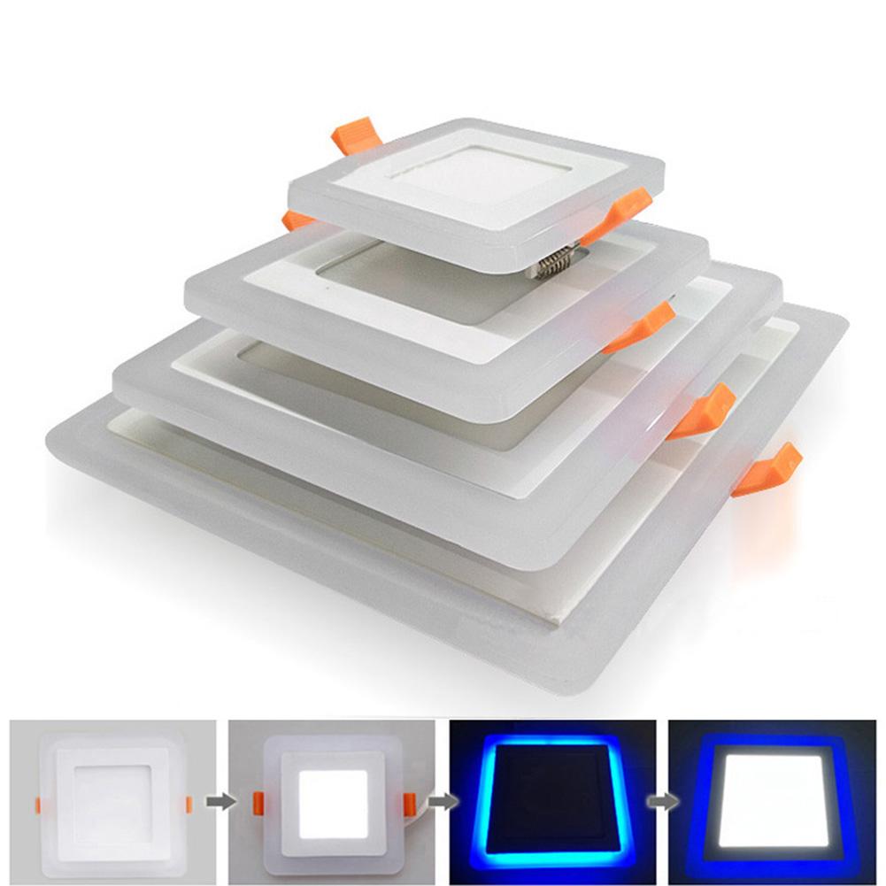 Led rund firkantet dobbelt farve led panel lys 5w 9w 16w 24w dobbelt farve akryl forsænket loft panel ned til indendørs kontor