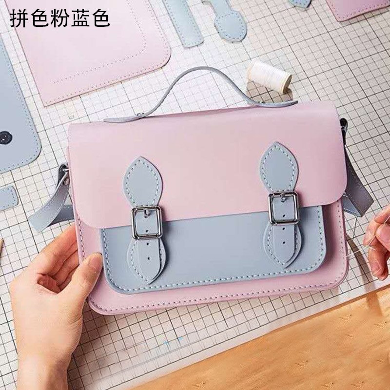 Creatieve Tas Maken Materialen Pakket Diy Tas Handgemaakte Accessoires Handcraft Self-Made Vrouw Zak Lederen Materiaal Praktische: PinkBlue