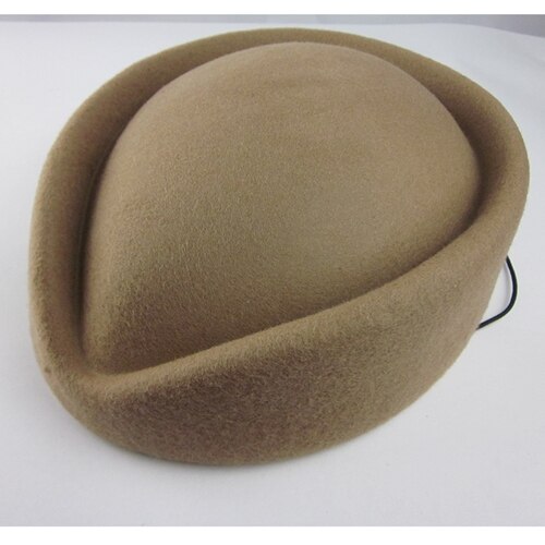 Pastillero de lana para mujer, sombrero fascinador, sombrero de azafata, sombrero de etiqueta, Gorra de fieltro lisa, boina para mujer, sombrero Formal para mujer A040: Camel