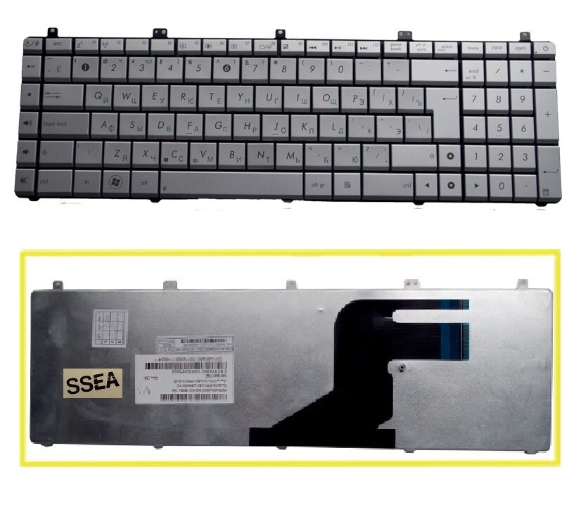SSEA Gloednieuwe Russische Toetsenbord voor ASUS N55 N55S N55SF N55SL Silver RU Toetsenbord