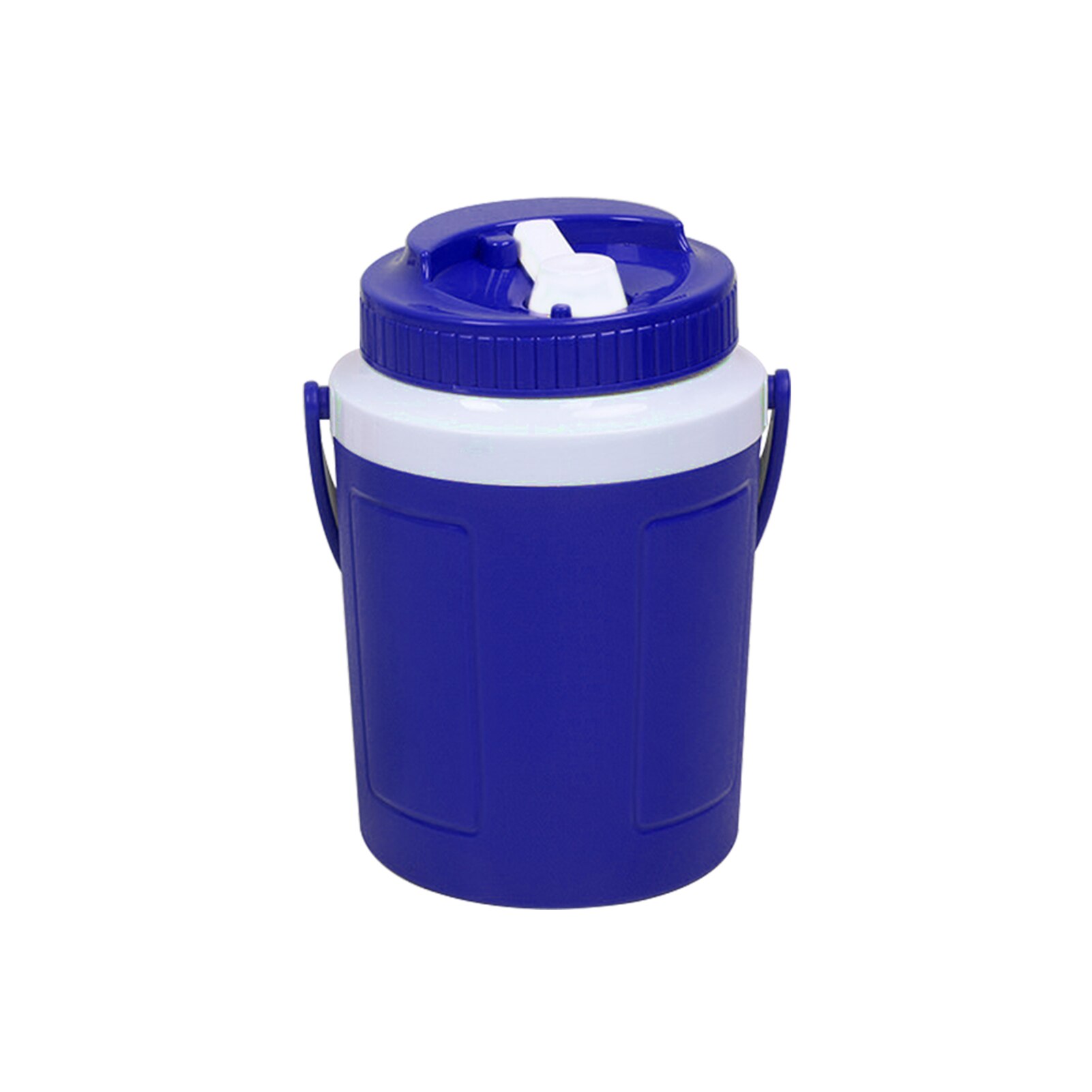 Ronda multipropósito con tapa de cerveza aislado Mango de barril de pesca de hielo cubo de hielo de calor y frío coche al aire libre contenedor de comida para Camping: Blue 2L