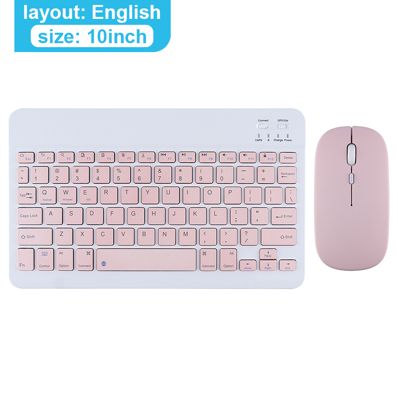 Ipad Drahtlose Tastatur Bluetooth Tastatur Und Maus Spanisch Russische Mini Tastaturen Android Tastatur Für Tablet Telefon Ipad Pro 12: Pink English Set