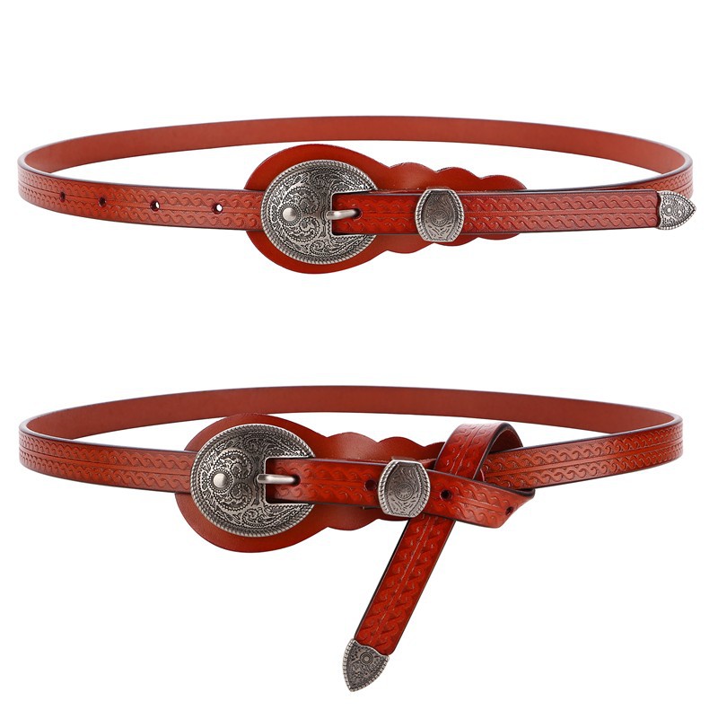 Vintage Metal Buckle Head Waist Belt Womens Medeival Larp Viking Costume Accesory Fashon Thin Waistband Straps Curved For Lady