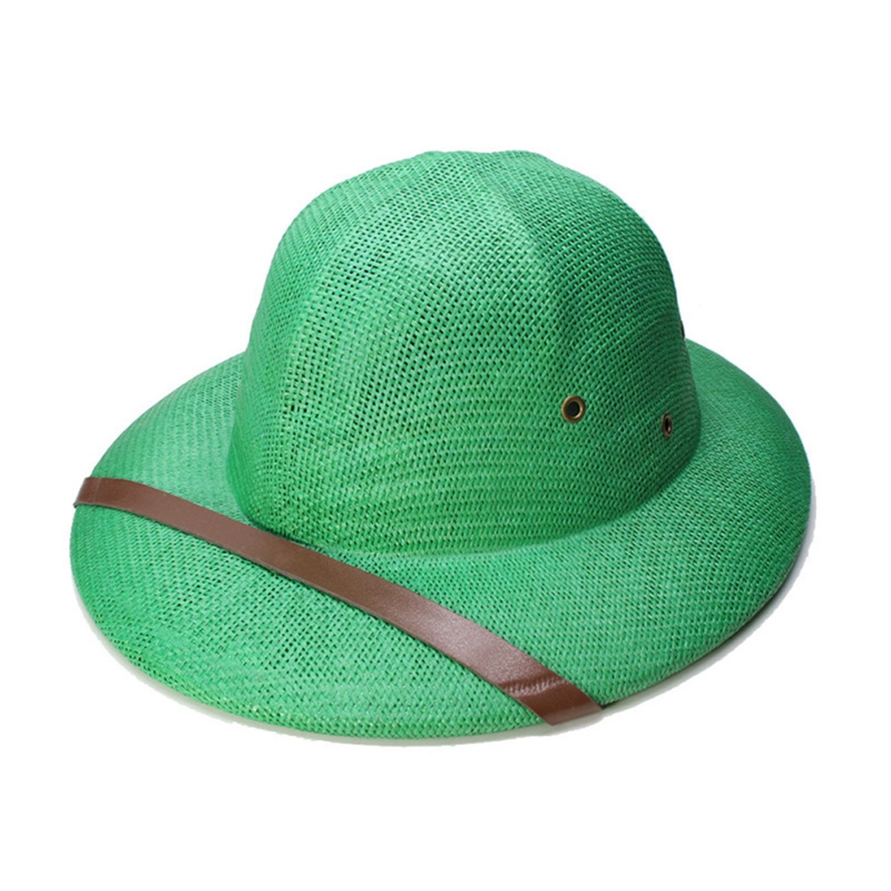 Vietnam War Army Hat Women Men British Explorer Straw Helmet Summer Boater Bucket Sun Hat Unisex Jungle Miners Cap: HT10576GR