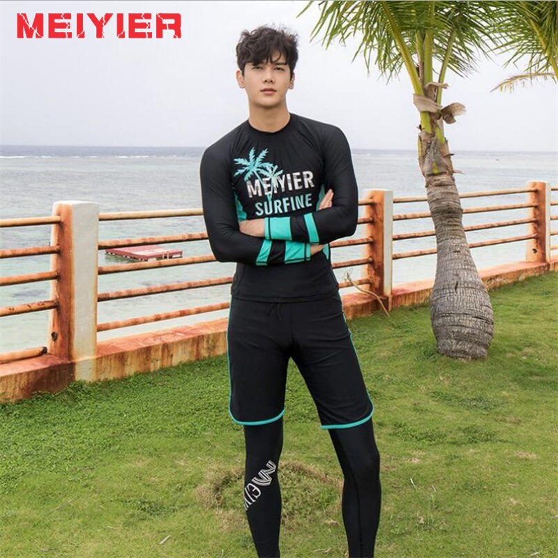 MEIYIER Surfing swimwear for couples Men and women korean rash guards shorts+shirt swim suit compression swimsuit