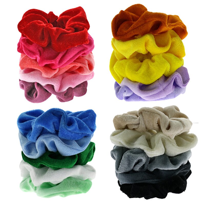 10 Teile/los Frauen Haar Zubehör Gold Samt Krawatte Bündel Styling Scrunchy Elastische Haar Band Darm Ring Bunte Kopfschmuck