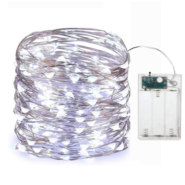 Fairy Lights Led 2 * Aa Batterij Aangedreven Kerst Bruiloft Decoratie Guirlande Indoor Outdoor Party Decoratie Licht String: WHITE / 2M 20LEDS