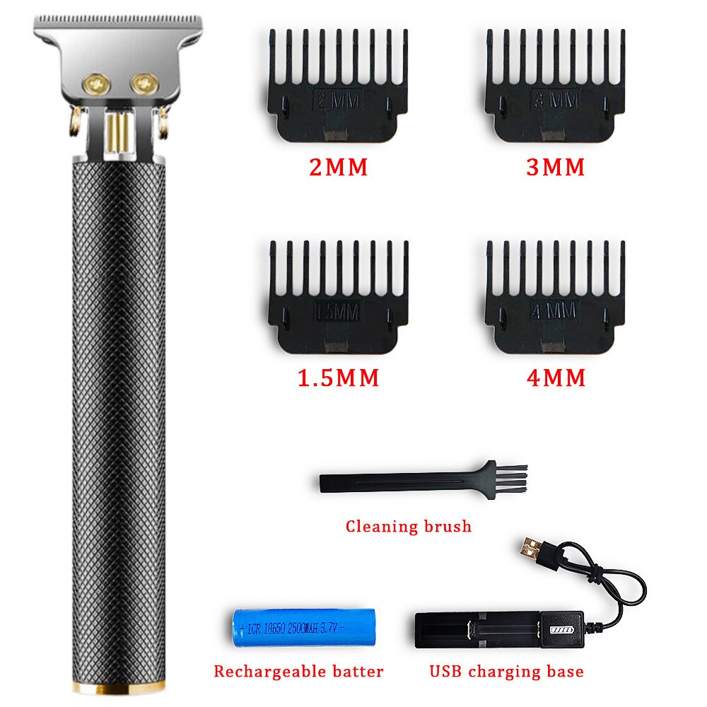 USB Rechargeable Ceramic Hair Trimmer Barber Hair Clipper Machine Hair Cutting Beard Trimmer 0.0mm Bald Haircut Men Styling Tool