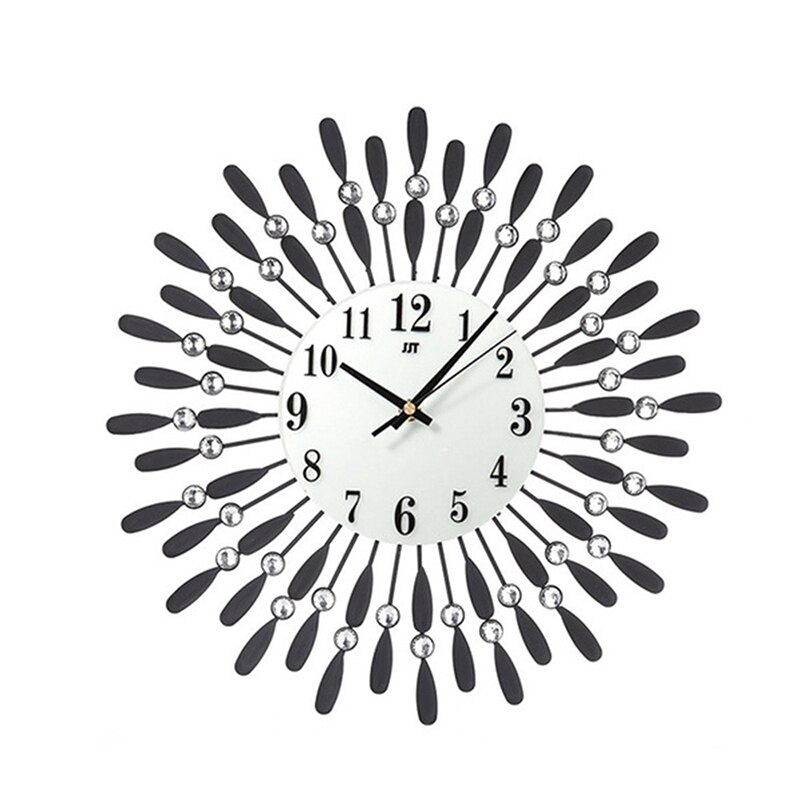 Moderne kristallen diamanten wandklok, luxe wandklok stille metalen klok voor woonkamer slaapkamer huis kunst aan de muur decoratie,60 * 60cm