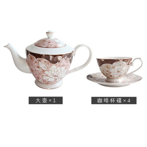 Luxury Bone China Coffee Cup and Saucers European Porcelain Afternoon Tea Pot Set Espresso Cups Drinkware DA60BYD