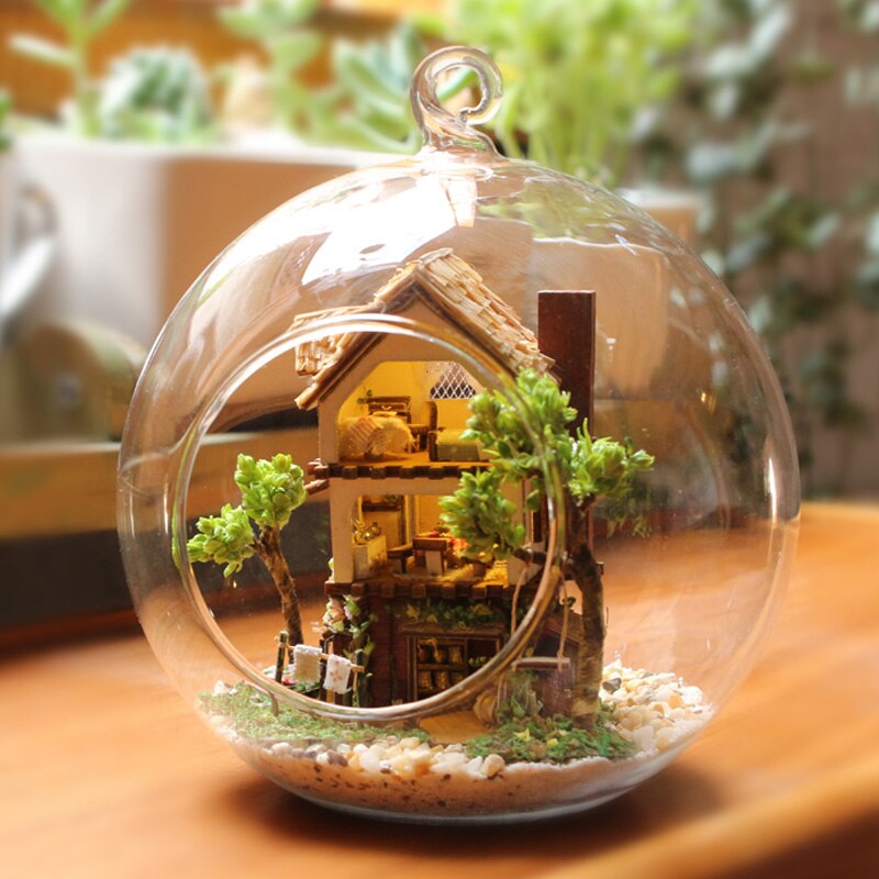 Gör-det-själv litet dockhus leksaker för barn möbler miniatyr trä miniatyr dockhus casa födelsedag 1 ： 24 s903: B001