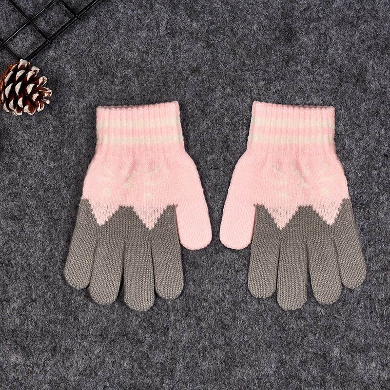 1 Pairs Cute Kids Boy Girl Winter Imitation Cashmere Gloves Warm Cartoon Cat Thick Golves 4-8years: D