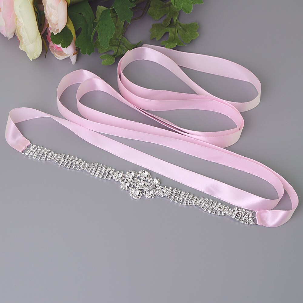 Zms 98 strass bruiloft accessoires trouwjurk riem bruidsriem bruidsmeisjes accessoires riem voor vrouwen huwelijkssjerpen riemen: Roze