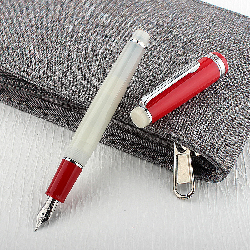 Jinhao 82 pluma estilográfica transparente Clip dorado pluma giratoria Popular EF F M NIB negocios Oficina escuela suministros escritura