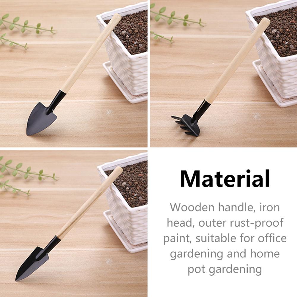 3 Pcs/set Home Spade Shovel Harrow Flowerpot Tools Potted Plants Maintenance Wooden Handle Plant Soil Shovels Gardening Tools