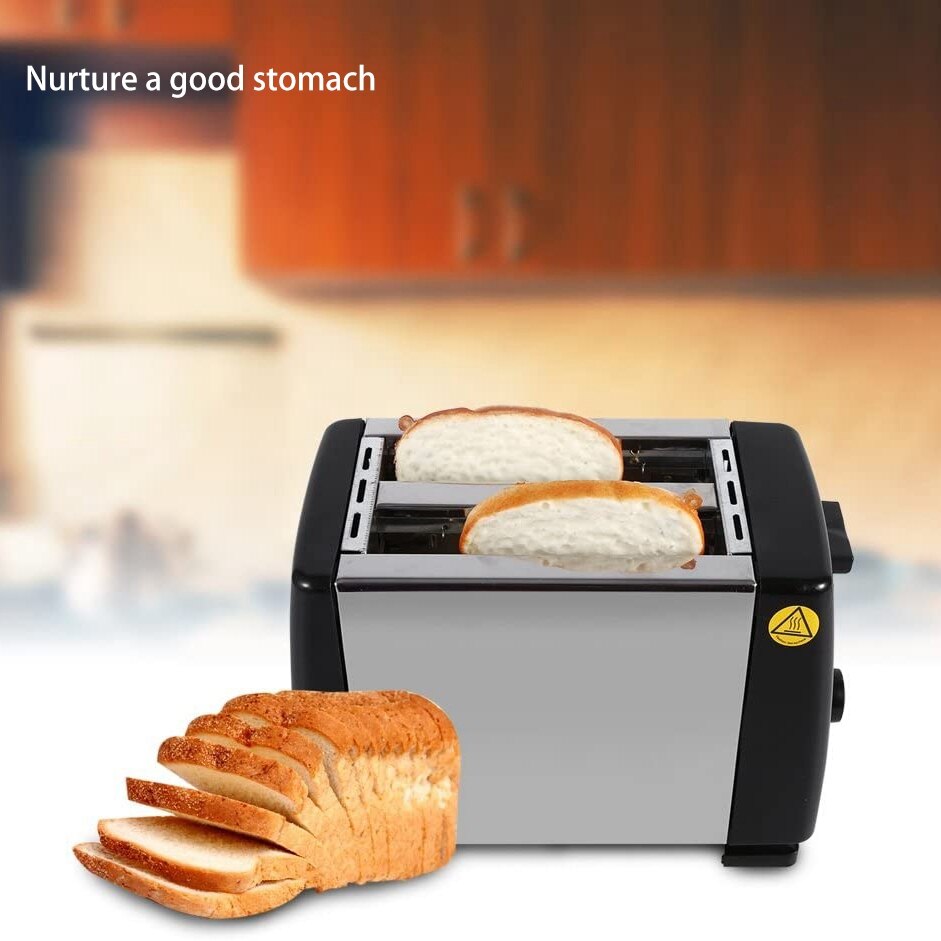 Toaster 2 Slice Stainles Steel Bread Extra Wide Slot Compact Toasters,Electrical Small Bread Machine for Waffles,US Plug