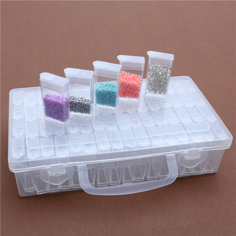 64/28 Gitter transparent Kunststoff Behälter Diamant Malerei Lagerung Kasten Stickerei Zubehör Schmuck Bohrer Lagerung Kasten